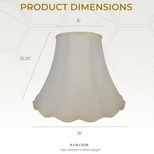 Image of Royal Designs, Inc. Scalloped Bell Designer Lamp Shade, DSO-83-16EG-2, Eggshell, 8 x 16 x 12.25, Set of 2