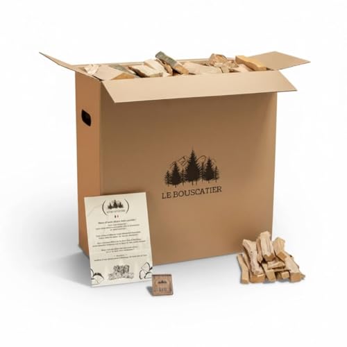 Bois d'allumage et Chauffage Allume feu pour cheminée poêle Four Pizza ooni cuisinières Barbecue Weber Charbon et brasero. 12 kg Bois séché hêtre chêne Boite Allumette Offerte