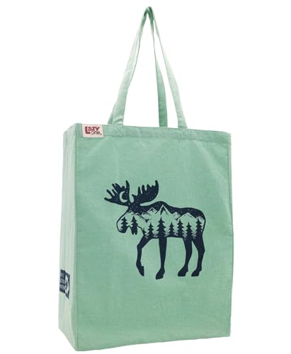 Lazy One Canvas Tote Bag, Novelty Tote Bag for Women and Men, Reusable Shopping Bags, Perfect for Shopping, Travel and Work, Mountain Moose