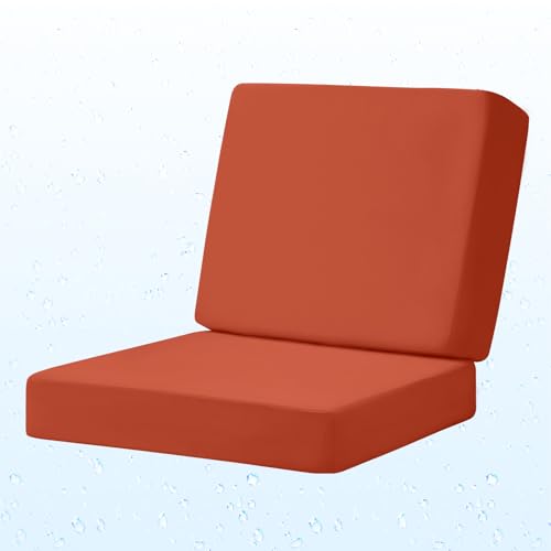 Image of Deep Seat Patio Cushions Set, 24x24 Inch Waterproof & Fade Resistant Outdoor Chair Cushions, Thick Padded Replacement Sofa Cushions for Garden Yard Furniture