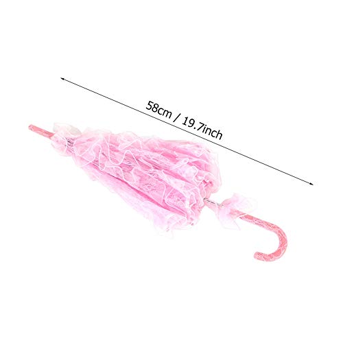 Zyyini Lace Umbrella, Bridal Lace Parasol Lace Umbrella, Hand Made Bridesmaid Girls Embroidered Umbrella For Wedding Parties Dancing Photography Props(Pink) #TOP7