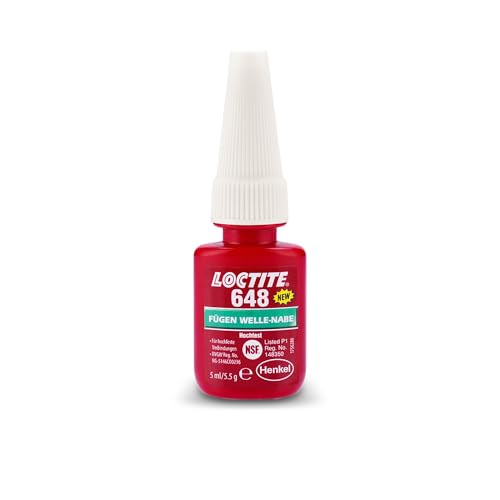 LOCTITE 648, hochfester Kleber für zylindrische Fügeteile, Flüssigkleber für aktive und passive Metalle wie Baustahl, temperatur- und ölbeständiger Metallkleber, 1x10ml