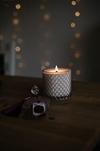 Henbury Moon Luxury Large Scented Candle Gift for Women & Home, Natural Vegan Soy Wax, Pure Perfume Oil, 65-80 Hour Long Burn, Wood Crackle Wick, Glass Jar 520g (Inka Rose Quartz and Temple Flowers)