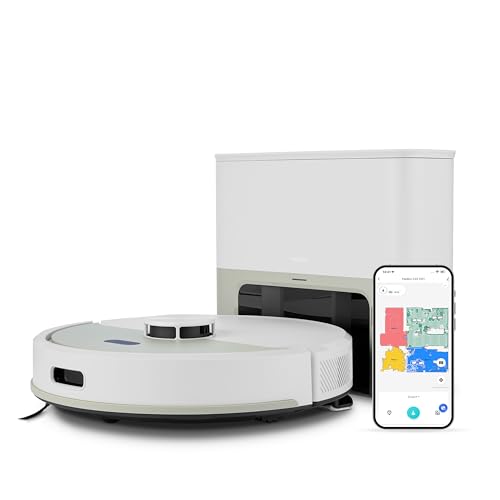 MEDION Robot aspirapolvere con stazione di aspirazione e funzione di pulizia X22 SW+ (navigazione laser, forte potenza di aspirazione 5000Pa, aspirapolvere robot 2 in 1, creazione precisa di mappe