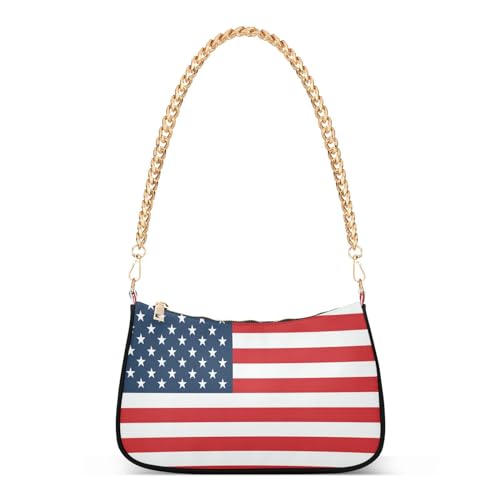 Shoulder Bags for Women American Flag Hobo Tote Handbag Small Clutch Purse with Zipper Closure