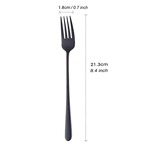 Stainless Steel Dinner Forks Pack of 6 Black Table Forks Long Handle 21.3 cm(8.4 inches) Korean Cutlery Forks Set for Steak Meat - Image 3