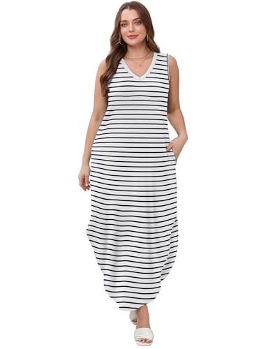 Image of Sampeel Summer Dresses Maxi Dress Vacation Beach Sundresses 2025 with Pockets