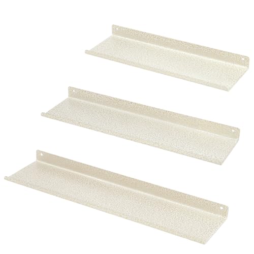 Uten Etagere Murale Flottante en métal, Lot de 3 étagères murales pour Cuisine, Salon, Salle de Bain,Chambre, Blanc à Pois argentés