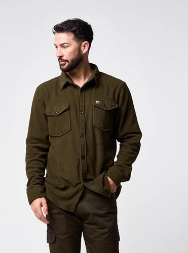 JACK PYKE Polar-Fleece-Hemd, dark olive, L