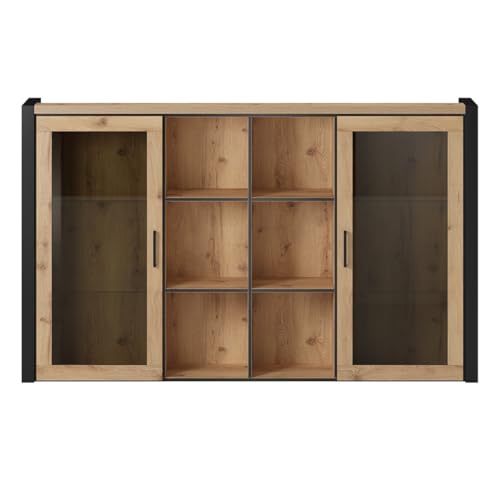 Credenza Collezione Tivora. 2 Porte E 6 Vani Centrali. Colore Rovere E Nero. - 6