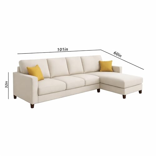 Image of Casaliving Rolando Seater L Shape Sofa Set for Living Room Left Side (Cream, 6 Seater - RHS)