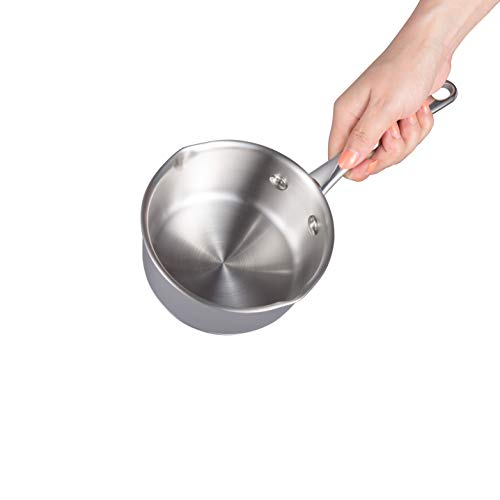 Imeea Butter Melting Pot Butter Warmer 18/10 Tri-Ply Stainless Steel Saucepan With Dual Pour Spouts, 0.5-Quart, Silver #TOP4