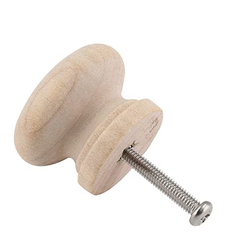 Uenhoy 30 Pcs Round Wooden Cabinet Knobs 1-1/8" (28Mm) Unfinished Wooden Pulls Knobs Mushroom Shape Wood Knobs For Cabinet Dresser Drawer #TOP1