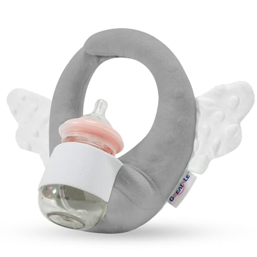 Image of GREATALE Baby Bottle Holder, Feeding Pillow for Newborns, Hands Free Bottle Holder for Baby, Portable Nursing Support Cushion, Infant Bottle Propper with Adjustable Waist Strap (Grey)