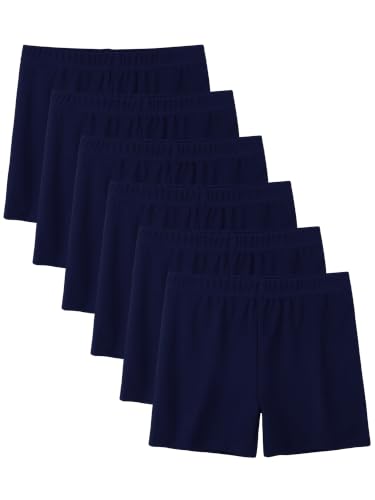 YERIOK 6 Pack Cotton Girls Bike Shorts Girls Shorts Kids Clothes Cartwheel Under Dress Breathable Multi-Color Navy Blue 5T