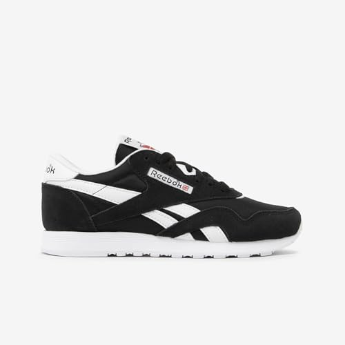 Reebok Cl Nylon Homme's Suede Toe Ortholite Lace Sneak Trainers (Noir Blanc, EU 43)