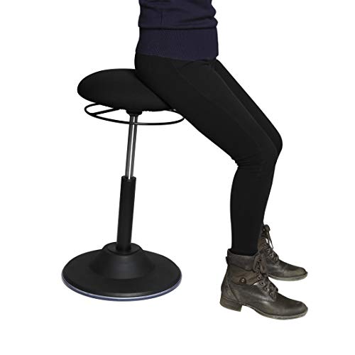 Image of Seville Classics Modern Ergonomic Pneumatic Height Adjustable 360-Degree Swivel Stool Chair, for Drafting, Office, Home, Garage, Work Desk, Black, airLIFT Sit Stand Balance and Wobble