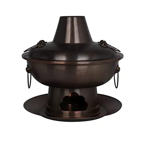 INUUXLG Chinese Beijing Copper Hot Pot Thickened Pure Purple Copper Multi-Person Hot Pot Mongolian Hot Pot Cookware, Suitable for Family Dinner and Camping (Color : One