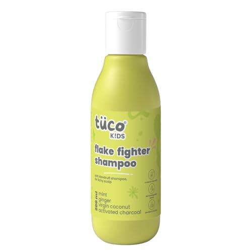 Image of TuCo Kids Anti-Dandruff Shampoo With Wintergreen, Mint & Activated Charcoal | For Itchy Scalp & Rough Hair | Paraben, SLS & Sulphate Free | Reduces dandruff from 1st wash | pH5.5, Vegan & Tear Free | Ages 2-5, 4-10, 10-15 Years | 200ml