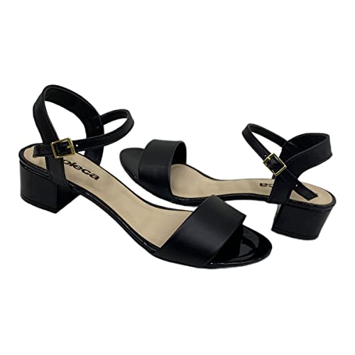 Sandália Feminina Moleca Salto Grosso Verniz Preto 5259.805 Tamanho:34;Cor:Preto