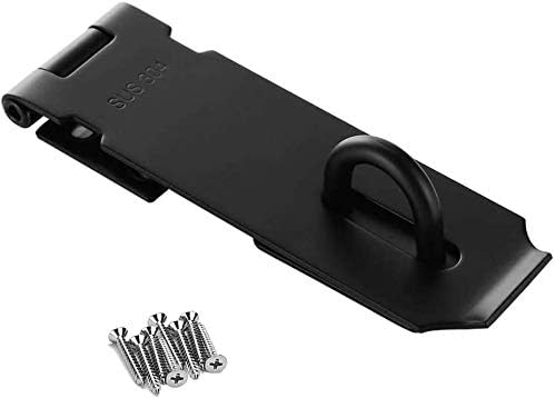 Miniatura 4 de 2 cerraduras de cerrojo para puerta, 5 pulgadas, acero inoxidable 304, cierre de seguridad, grosor de 0.075 in, negro mate