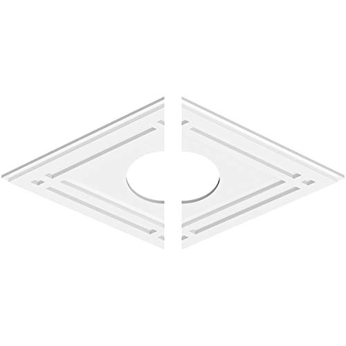 Image of Ekena Millwork CMP30X20DD2-07000 Diamond Architectural Grade PVC Contemporary, Two Piece Urethane Ceiling Medallions 30 inchW x 20 inchH x 7 inchID x 10 1 /2 inchC x 1 inchP