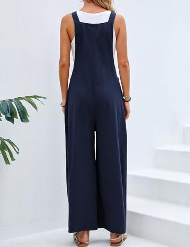 idealsanxun wide leg overalls for womens casual cotton linen baggy loose maternity summer beach jumpsuits romper