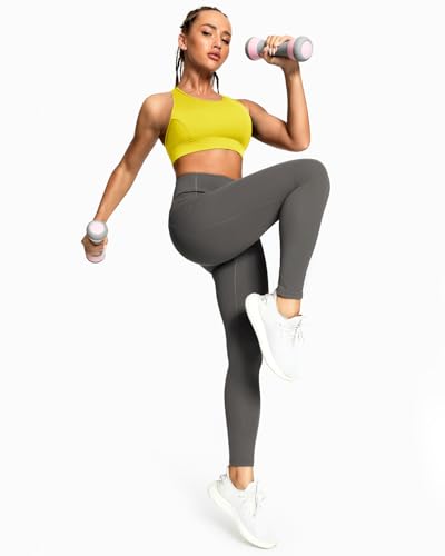 Image of QUEENIEKE BareFlow Women's Sports Bras with Phone Pocket Medium Impact Padded Racerback Workout Gym Crop Top Running Yoga Bra