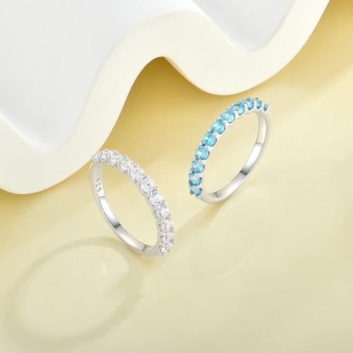 YL Stackable Ring 925 Sterling Silver Eternity Band for Women 2.5mm Birthstone Wedding Band Anniversary Rings-size54