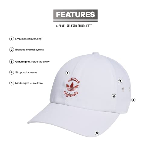 Adidas Originals Women's Union Relaxed Fit Adjustable Strapback Cap, White/Magic Earth Red, One Size #TOP1