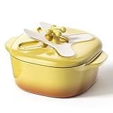 Stackbear 5 Quart Enameled Cast Iron Dutch Oven Pot with Lid – Premium Durability & Oven Safe – Heavy Duty Cookware Perfect for Bread Baking, Stews, Braising & Roasting – Bright Yellow