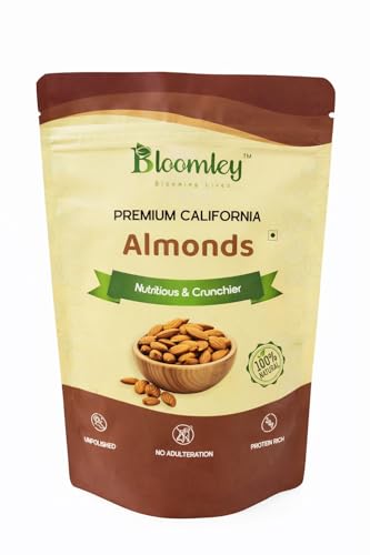BLOOMLEY Premium California Almonds, Whole Almond Nuts, Crunchy Texture with Natural Flavor, Ready to Eat Snack, 200g