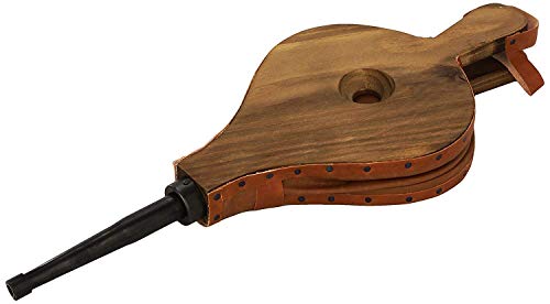 MGE - Blasebalg für Kamin und Grill - Grill Blasebalg für Kamin und Grill, Handblasebalg Luftbläser für Kamin, Grill, Outdoor Camping, Holzofe Grillgebläse - Natürliches Holz - 43 cm