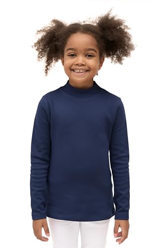 Image of Lilax Girls' Basic Long Sleeve Mock Turtleneck Cotton T-Shirt