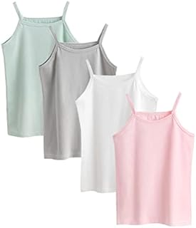Nightease Toddler Girl's Cotton Vest Tops Little Kids Pack of 4pcs Comfort Camisole Undershirts Fits 2-9 Years