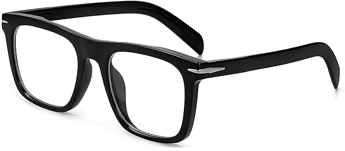 Roshfort Men Women Square Desirable Anti Glare Eye Protection Zero Power Demo Clear Glasses Spectacles Frames girls boys (D-3, Black)-image-25