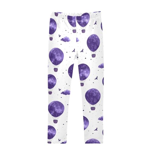 Cloud Hot Air Balloon Purple Girls Leggings Athletic Pants Tights Stretch Bottom