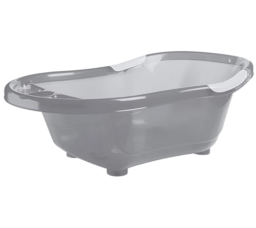 dBb Remond Baignoire Bébé 4 Mois à 3 Ans – Fond et Poignées Antidérapants - Bouchon de Vidange – Baignoire Évolutive pour Bain Sécurisé et Confortable – Dimensions L79.5 x l49.5 x P30 cm – grise