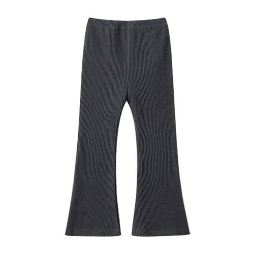 Girls Ribbed Knit Bell Bottom Pants Toddler High Elastic Waist Casual Cotton Light Leggings Flared Pants 1-8 Years