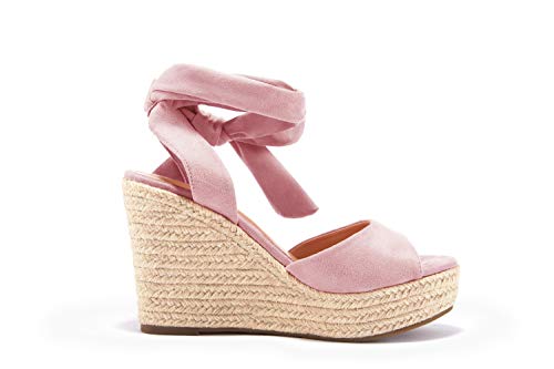 Image of Womens Platform Espadrille Wedges Open Toe High Heel Sandals with Ankle Strap Buckle Up Shoes