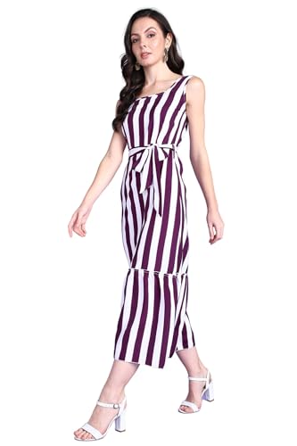 Image of POPWINGS Women Casual Blue & White Stripe Long Belt Dress Dress | Stylish Dress | Trendy Dress