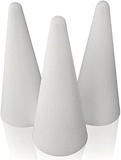 Styropor A32093 stożek Ø 9 cm wysokość 21 cm 3 sztuki, biały