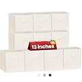 Criusia Large Storage Cubes, 13 Inch Cube Storage Bins for Shelves Closet Nursery Bedroom - 10 Pack Collapsible Storage Baskets with Handles - Fabric Bins for Organizing Clothes Blanket Toys (Beige)