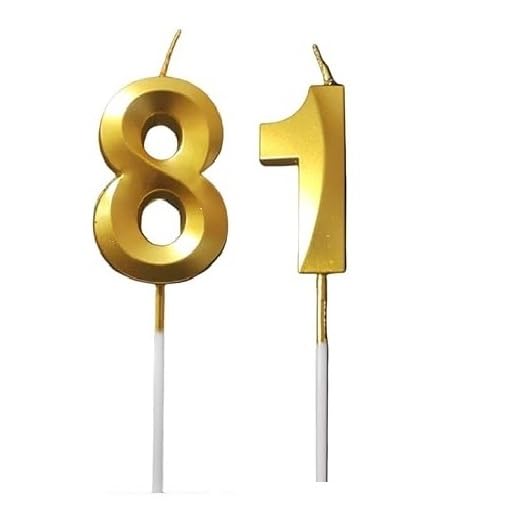 Image of ToyUniverse Number 81 Gold Candle | Eighty One Number Candle | Number 81 Metallic Gold Candle for Eighty First Birthday,Anniversary, Surprise Party Cake Decoration Candle (Pack of 2,Number 81)