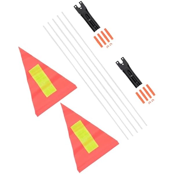 2 Zestawy Pomarańczowych Flag Rowerowych z Odblaskowym Paskiem Trwałe Wodoodporne Flagi Ostrzegawcze z Ciężkim Masztem Do Rowerów Skuterów Elektrycznych i Wózków Inwalidzkich Łatwe