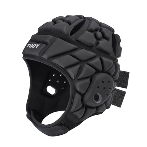 TIAXU TIAXU Rugby Helmet 7v7 Soft Shell Flag Football Rugby Headguards Scrum Padded Headgear Adjustable Head Protector Soccer Goalie Helmet Support for Youth Kids Adults Special Needs