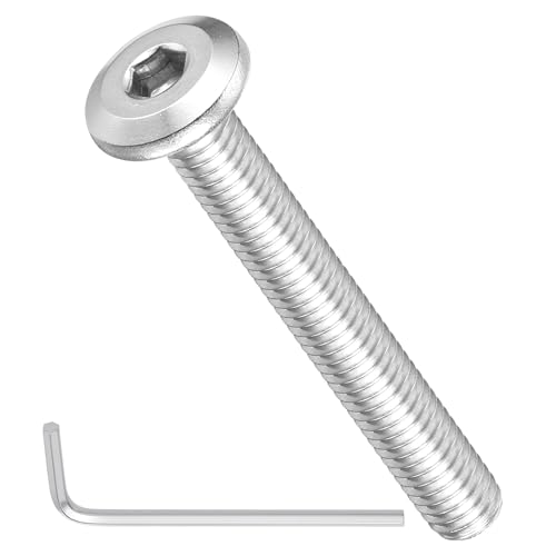 Image of METALLIXITY Flat Head Hex Socket Cap Screws Bolts(M6-1x45) 10Pcs, with Wrench Steel Hex Socket Furniture Bolts Screws - for Furniture Woodworking Project, Silver Tone