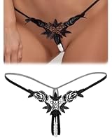 KING STORY Sexy G-String Tanga Mit Perlen Schwarz Spitze Slip Ouvert Für Frauen Große Größen Spitze Dessous Damen Sexy Unterwäsche für Frau Soft Höschen