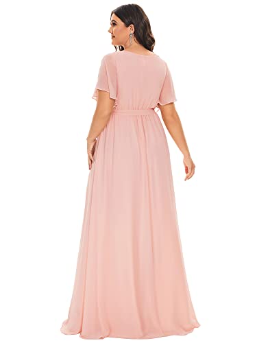 Image of Ever-Pretty Plus Women's Chiffon Bridesmaid Dress A-Line Empire Waist Floor Length Plus Size Formal Wedding Guest Dresses
