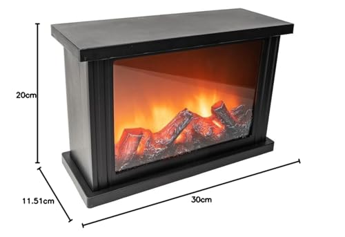 Ideen mit Herz LED-Kamin | Deko Kaminfeuer | elektrisch | batteriebetrieben | ohne Heizung | realistischer Feuer-/Flammen-Effekt | 30 x 11,5 x 20cm | mit Timer-Funktion (6 Stunden AN | 18 Stunden AUS)